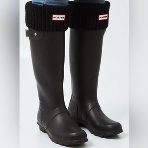 Bundle of Hunter Black Tall Rain Boots and Socks